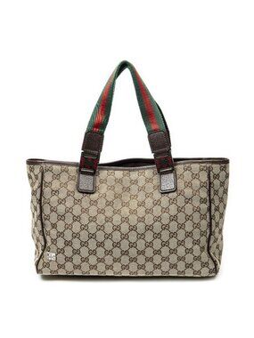 Gucci Web Medium Pop Tote Bag Brown Beige GG Canvas